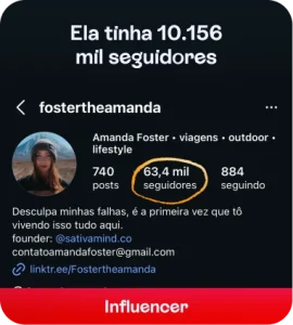 Influencer - 63 mil seguidores